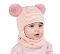 Generisch 2026 Bonnets Chauds Filles Garçons À Capuche Hiver Écharpe Enfant Chapeau Casquette Écharpe Tricoter Bébé Soins, Rose, taille unique