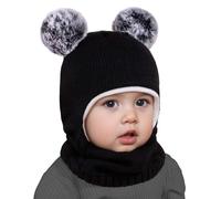 Generisch 2026 Bonnets Chauds Filles Garçons À Capuche Hiver Écharpe Enfant Chapeau Casquette Écharpe Tricoter Bébé Soins, Noir , taille unique