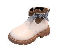 Generisch 2026 Bottes courtes pour fille style hiver Bottines en cuir avec nœud pour jeunes filles, Blanc., 28.5 EU