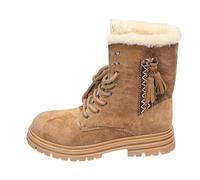 Generisch 2026 Bottes de neige d'hiver à talon bas à talon carré pour femme en Europe Amérique ainsi que velours avec sangle avant épaisse Bottes rondes pour femme, marron, 39 EU
