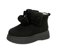 Generisch 2026 Bottes de neige d'hiver tendance unies nœud avec pompon décoratif Chaussures chaudes pour les activités de plein air par temps froid, Noir , 41 EU