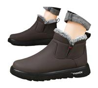 Generisch 2026 Bottes d'hiver isolées pour homme Bottes de neige thermiques pour la randonnée en plein air pour la vie quotidienne Semelle souple confortable, marron, 44 EU