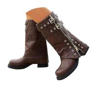 Generisch 2026 Bottes tendance avec bout rond, semelle épaisse, fermeture éclair jusqu'au milieu du mollet, chaussures classiques, décontractées et confortables, marron, 40 EU