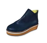 Generisch 2026 Bottines Femme Taille compensée Bottes Couleur du Talon Côté Plateforme Fixe Mode Plus Fermeture éclair Femmes Bottes Femme, bleu, 39 EU