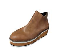 Generisch 2026 Bottines Femme Taille compensée Bottes Couleur du Talon Côté Plateforme Fixe Mode Plus Fermeture éclair Femmes Bottes Femme, kaki, 40 EU