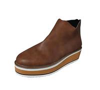 Generisch 2026 Bottines Femme Taille compensée Bottes Couleur du Talon Côté Plateforme Fixe Mode Plus Fermeture éclair Femmes Bottes Femme, marron, 41 EU