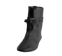 Generisch 2026 Bottines pour femme en Europe et aux États-Unis avec tête ronde et grand talon carré Bottes à lacets avec boucle de ceinture, Noir , 47 EU