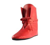 Generisch 2026 Bottines pour femme en Europe et aux États-Unis avec tête ronde et grand talon carré Bottes à lacets avec boucle de ceinture, rouge, 46 EU