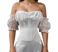 Generisch 2026 - Ceinture d'entraînement en maille respirante - Demi-corset avec sangle arrière pour un soutien de la forme, Blanc., M