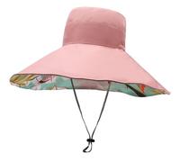 Generisch 2026 - Chapeau de soleil à bord super large pour femme - Pliable - Réversible - Portable des deux côtés - Chapeau de plage d'été avec ruban, Rose, taille unique