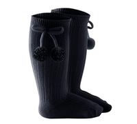 Generisch 2026 Chaussettes hautes au genou pour bébé - Chaussettes solides pour bébé - Longueur mi-mollet - Noir - 12-24 mois