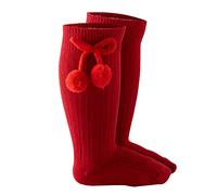 Generisch 2026 Chaussettes hautes au genou pour bébé - Chaussettes solides pour bébé - Longueur mi-mollet, rouge, 12-24 mois