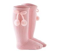 Generisch 2026 Chaussettes hautes au genou pour bébé - Chaussettes solides pour bébé - Longueur mi-mollet, Rose, 12-24 mois