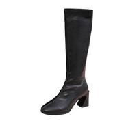Generisch 2026 Commerce Extérieur Bottes d'hiver pour femmes Cowboy Tissu Talon Bloc Talon Bas Bottes Hautes, Noir2, 40 EU