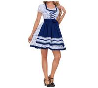 Generisch 2026 Costume de fête de la bière pour femme Robe Dirndl 2 pièces Robes allemandes pour la fête de la bière, festival, costume traditionnel, carnaval de la bière, bleu, L