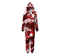 Generisch 2026 Costume d'Halloween pour parents et enfants, motif sang, fermeture éclair à capuche, combinaison pour maman (M)