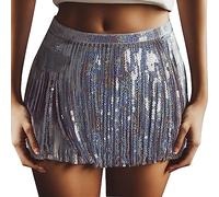 Generisch 2026 - Court paillettes franges Beach-Wraps Cover-ups pour robe argentée, argenté, XXL