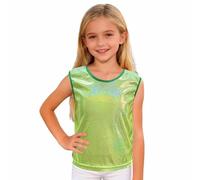 Generisch 2026 Débardeur sans manches à paillettes pour filles, idéal pour les séances photo de maternelle spectacles sur scène, gilet à paillettes, vert, 100