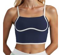Generisch 2026 - Débardeurs d'entraînement pour femmes avec col carré - Soutien-gorge de sport long - Soutien gorge court - Haut de yoga court - Bretelles spaghetti - Soutien-gorge intégré - Haut à