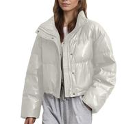 Generisch 2026 Doudoune courte et moelleuse matelassée chaude d'hiver pour femme, Blanc., M