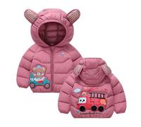 Generisch 2026 Doudoune d'hiver chaude pour garçons avec imprimé train de dessin animé mignon manteau à capuche épais rembourré temps froid, rouge, 3-4 ans