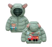 Generisch 2026 Doudoune d'hiver chaude pour garçons avec imprimé train de dessin animé mignon manteau à capuche épais rembourré temps froid, vert, 5-6 ans