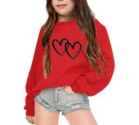 Generisch 2026 - Enfants Automne et Hiver Partie Lettres Imprimées Col Rond Manches Longues Sweat-shirt Grand-père Fille J'ai été Une Fois Son Ange Pull, rouge, 9-10 ans