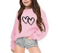 Generisch 2026 - Enfants Automne et Hiver Partie Lettres Imprimées Col Rond Manches Longues Sweat-shirt Grand-père Fille J'ai été Une Fois Son Ange Pull, Rose, 13-14 ans
