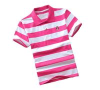 Generisch 2026 Enfants Garçons Filles Manches Courtes Chemise Rayée Fermeture à Boutons Tendance Confortable Tissu Doux, Rose, 7-8 ans