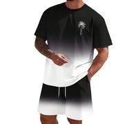 Generisch 2026 Ensemble 2 pièces pour homme avec t-shirt à manches courtes et short composé d'une chemise et d'un pantalon quart, Noir , XL