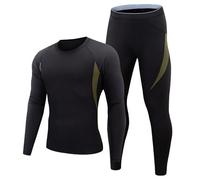 Generisch 2026 Ensemble de sous-vêtements thermiques de cyclisme pour homme avec doublure en polaire Performance Tacticalss Sport Shapewear Thermo Set, Noir , 3XL