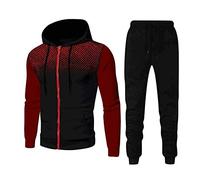 Generisch 2026 - Ensemble de sweat-shirts à manches longues pour homme avec pochettes, pantalons, costume réel pour homme, Bordeaux, M