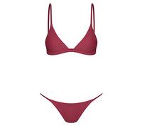 Generisch 2026 - Ensemble maillot de bain bikini bandeau brésilien push-up tankinis ensemble polos sages, Bordeaux, XL