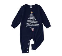 Generisch 2026 Familie Neujahr Winter Weihnachten Freizeit Party Blau Pyjama Familienoutfit Eltern-Kind-Outfit, Bleu marine, 12 mois