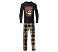 Generisch 2026 Familien-Schlafanzug-Set für Winter, Schwarz, mit Weihnachtsmann-Motiv, Oberteil Hose, zweiteilig (Papa), Noir (Schwarz), M