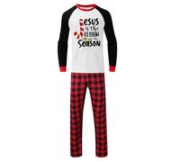 Generisch 2026 Famille, eine vierköpfige Familie, Winter, Rot Kariert, Familienheimkleidung, Weihnachtsoberteil, Hose, zweiteiliges Pyjama-Set (Papa), Rouge, XXXL