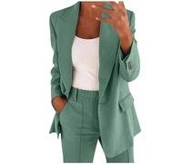 Generisch 2026 - Femmes Ensemble Deux Pièces Bureau Affaires Manches Longues Bouton Veste Formelle Pantalon Mince Ample Veste Courte Combinaison Femme, Vert menthe., L