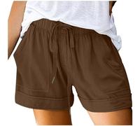 Generisch 2026 Femmes Grande Taille Shorts Casual 2024 Été Plage Cordon de Serrage Shorts avec Poches Lâche Mignon Vacances Vêtements Tendance, marron, L