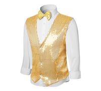 Generisch 2026 - Gilet de fête avec strass pour soirée gala, mariage, soirée (doré, XL)