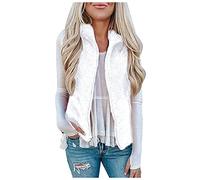 Generisch 2026 - Gilet en peluche décontracté de couleur unie pour femme - Fermeture éclair intégrale - Veste sans manches - Hiver quotidien ample et chaud - Veste polaire pour femme - Noir, Blanc