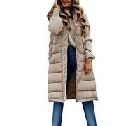 Generisch 2026 - Gilet Femme Veste Hiver Sans Manches Manteau Long Sweat à Capuche Chaud Doudoune avec Poches Veste d'extérieur Femme Pull Cardigan Rétro, beige, XL