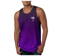 Generisch 2026 Gilet pour homme Exercice Natation Plage T-shirt sans manches dégradé T-shirt Fitness Gym Fitness Entraînement, Violet foncé., XL