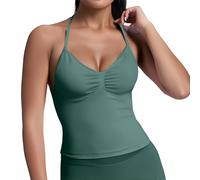 Generisch 2026 Haut de sport sans couture en nylon hautement élastique pour femme avec coussinets de poitrine Beauty Back Fitness Sport Yoga Gilet, Vert armée., S