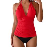 Generisch 2026 - Haut tankini sans bas, col en V, haut de maillot de bain, haut de maillot de bain, costume de héros d'enfance pour femme, rouge, M