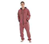 Generisch 2026 Herren LangÄrmel Schlafanzug Reißverschluss V Ausschnitt Kapuzenpulli Strumpfhose hochwertig nachts (Red, XXL)