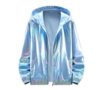 Generisch 2026 Herrenmode einfache Bunte Farbverlauf Helle Oberfläche Tasche Strickjacke Reißverschluss Pullover Jacke (Light Blue, XXXXL)