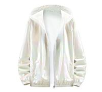 Generisch 2026 Herrenmode einfache Bunte Farbverlauf Helle Oberfläche Tasche Strickjacke Reißverschluss Pullover Jacke (White, XXL)