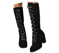 Generisch 2026 Hiver Épais à Talons Hauts Bottes Femmes Mode en Europe aux États-Unis Bottes Hautes Commerce Extérieur Bottes Genou, Noir , 37 EU