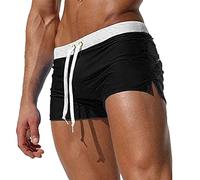 Generisch 2026 - Homme Printemps Été ultra-court, short de couleur assortie, poche zippée, pantalon fendu, jambes, plage, natation, short de sport, Noir , M