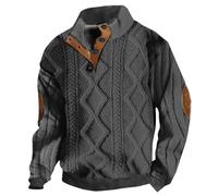 Generisch 2026 Hommes Automne/Hiver Casual Mode Sports Col montant Bouton Sweat à capuche, gris, XXL